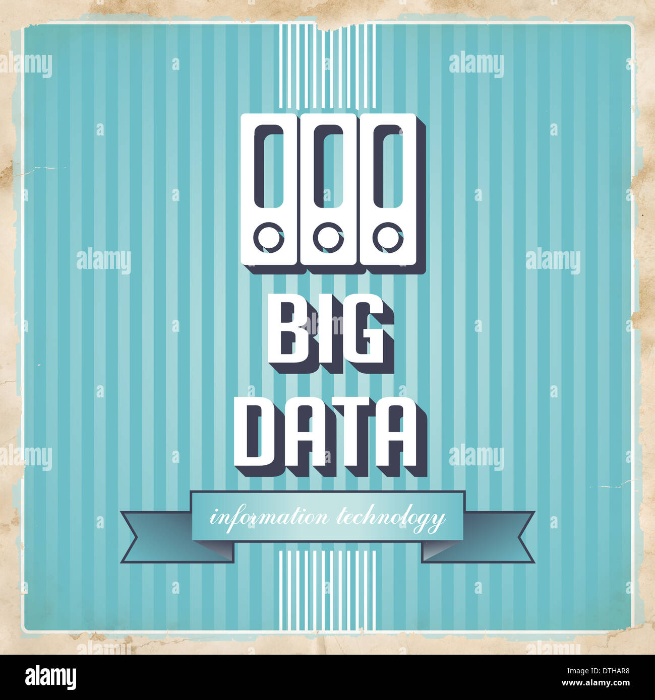 Concept de Big Data sur bleu en version plate. Banque D'Images
