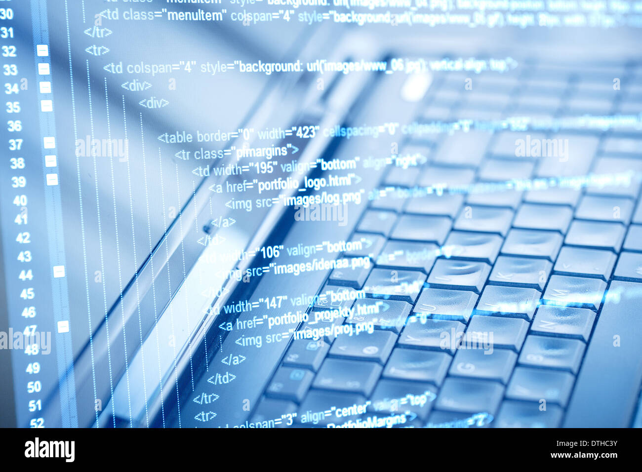 Code du programme et clavier de l'ordinateur Banque D'Images