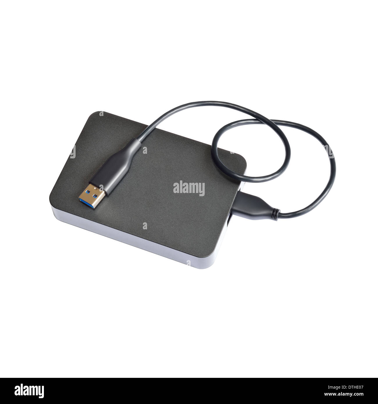 Disque dur externe isolé sur blanc w/ chemin de détourage Banque D'Images