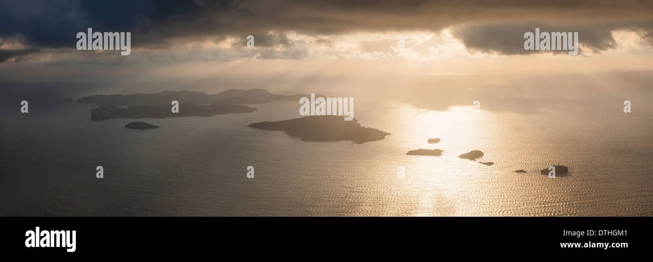 Soir Vue aérienne de l'archipel de Cabrera, au sud de Majorque. Parc national. Iles Baléares, Espagne Banque D'Images