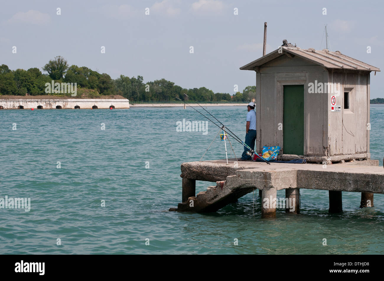 Pêche pêcheur vénitienne dans la lagune de Venise Italie Banque D'Images