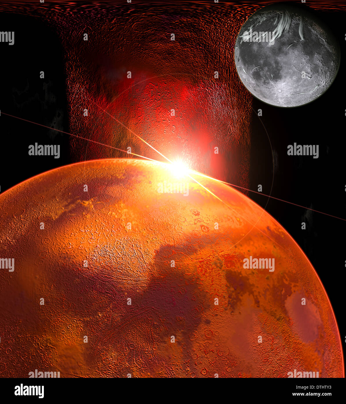 L'image de rendu 3D de la planète Mars Banque D'Images