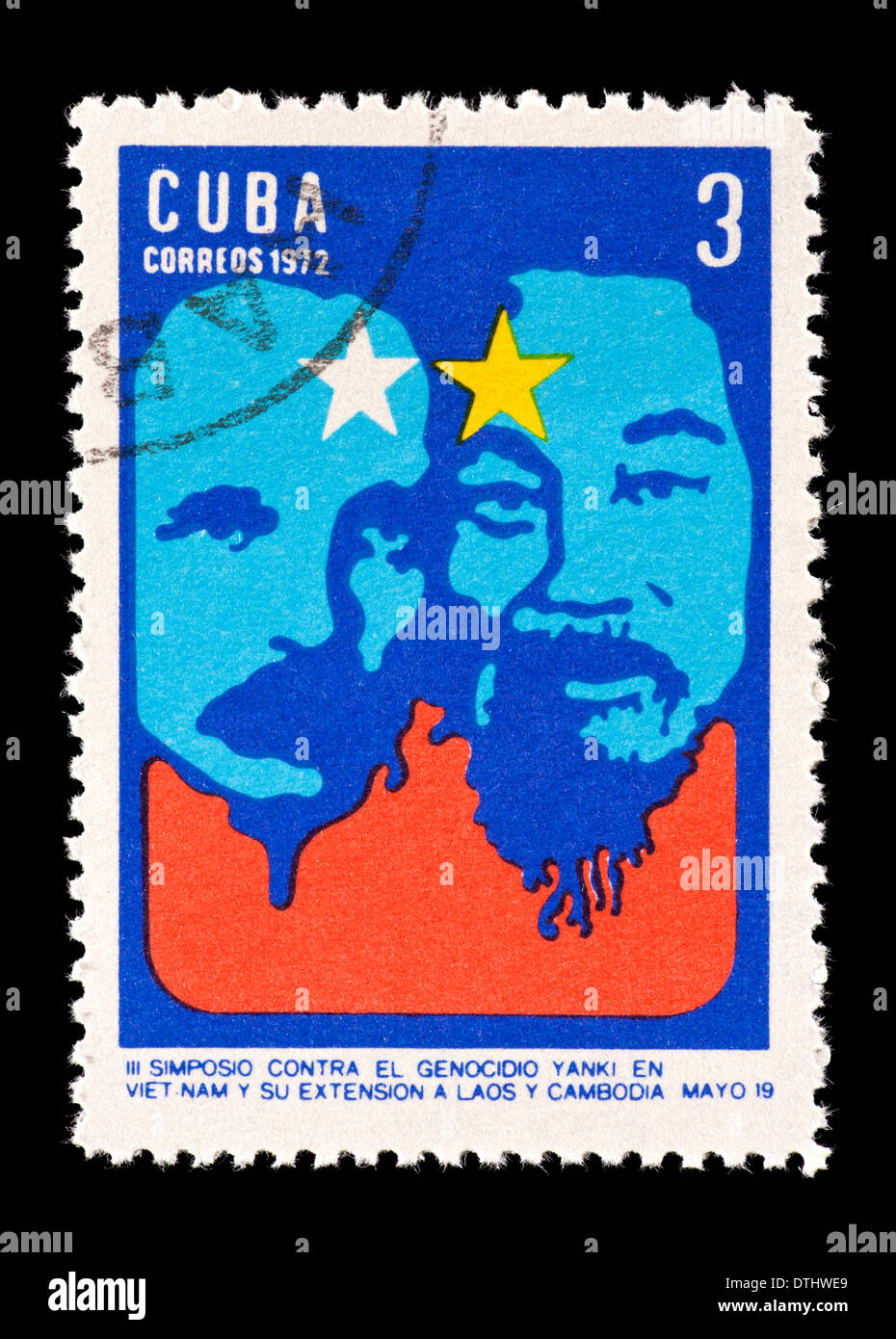Timbre-poste représentant de Cuba Jose Marti et Ho Chi Minh. Banque D'Images