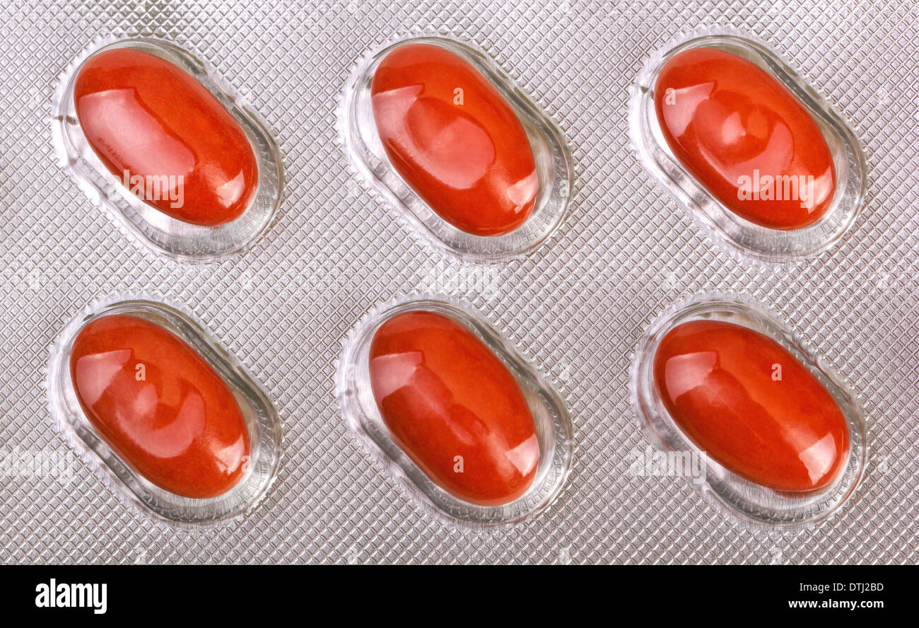 Close-up médicament comprimés conditionnés dans des blisters pack Banque D'Images