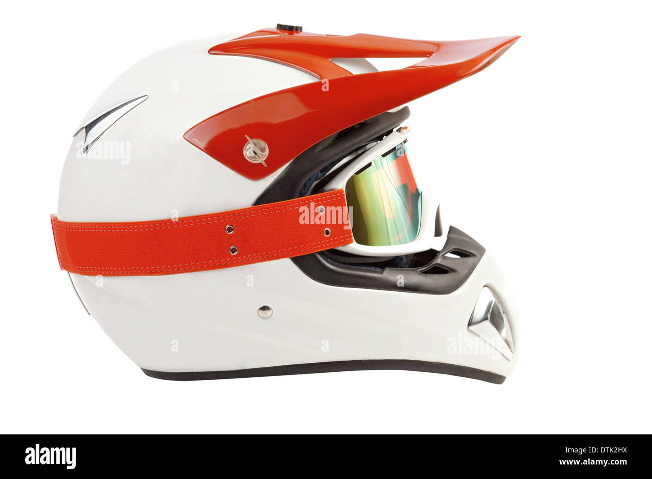 Moto enduro Casque avec lunettes Banque D'Images