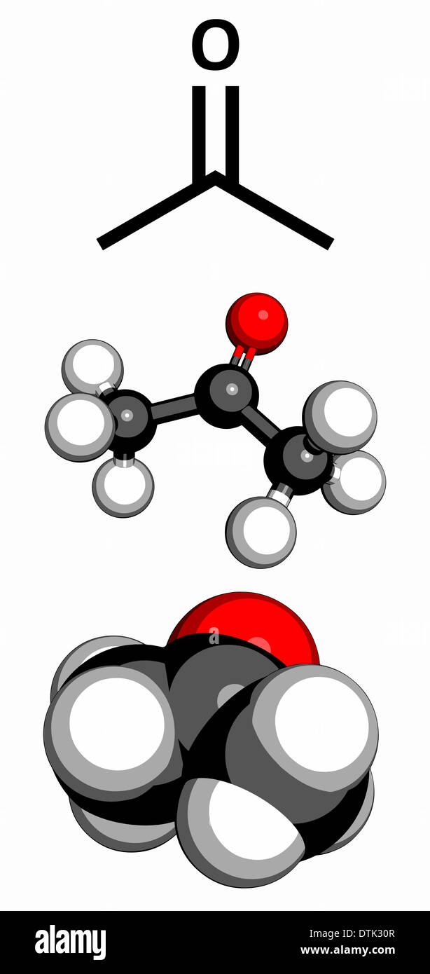 Molécule d'acétone. Banque D'Images