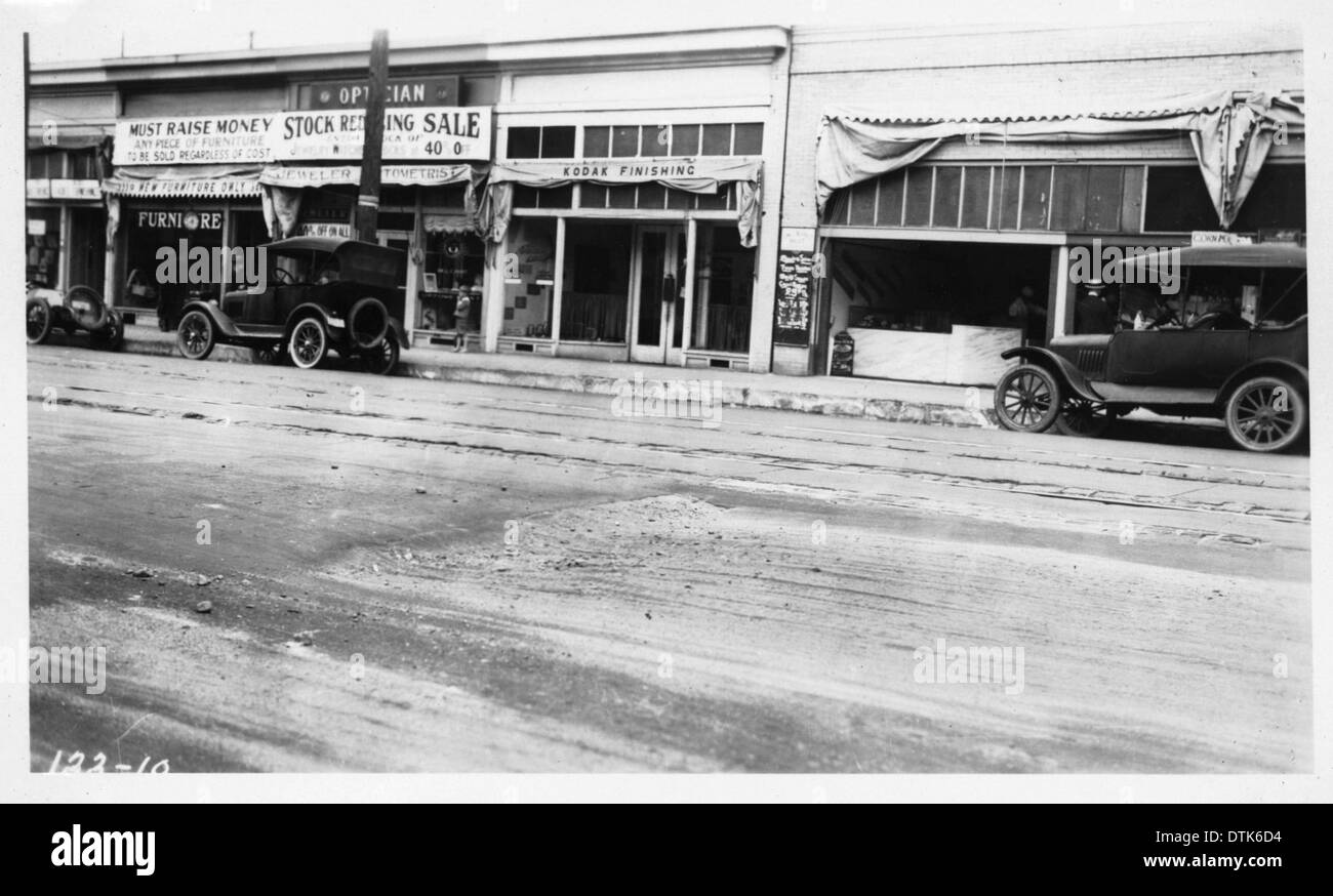 Règlement sur la chaussée réparée vieille fouille sur le Boulevard juste au nord de Jefferson, Los Angeles, 1922 (AAA- Banque D'Images