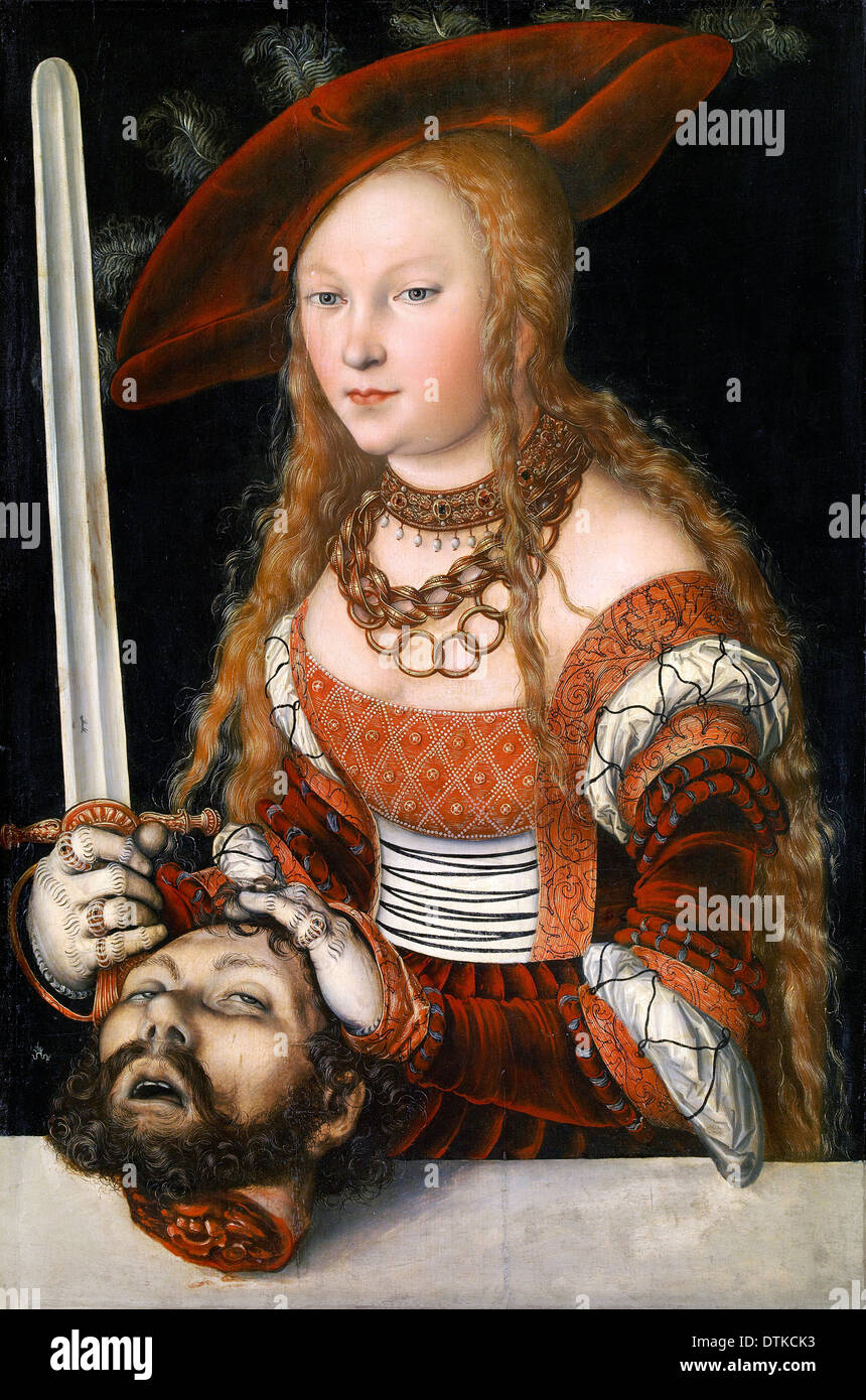 Lucas Cranach le Vieux, Judith avec la tête d'Holopherne. Circa 1530. Huile sur panneau. Le Kunsthistorisches Museum, Vienne, Autriche Banque D'Images