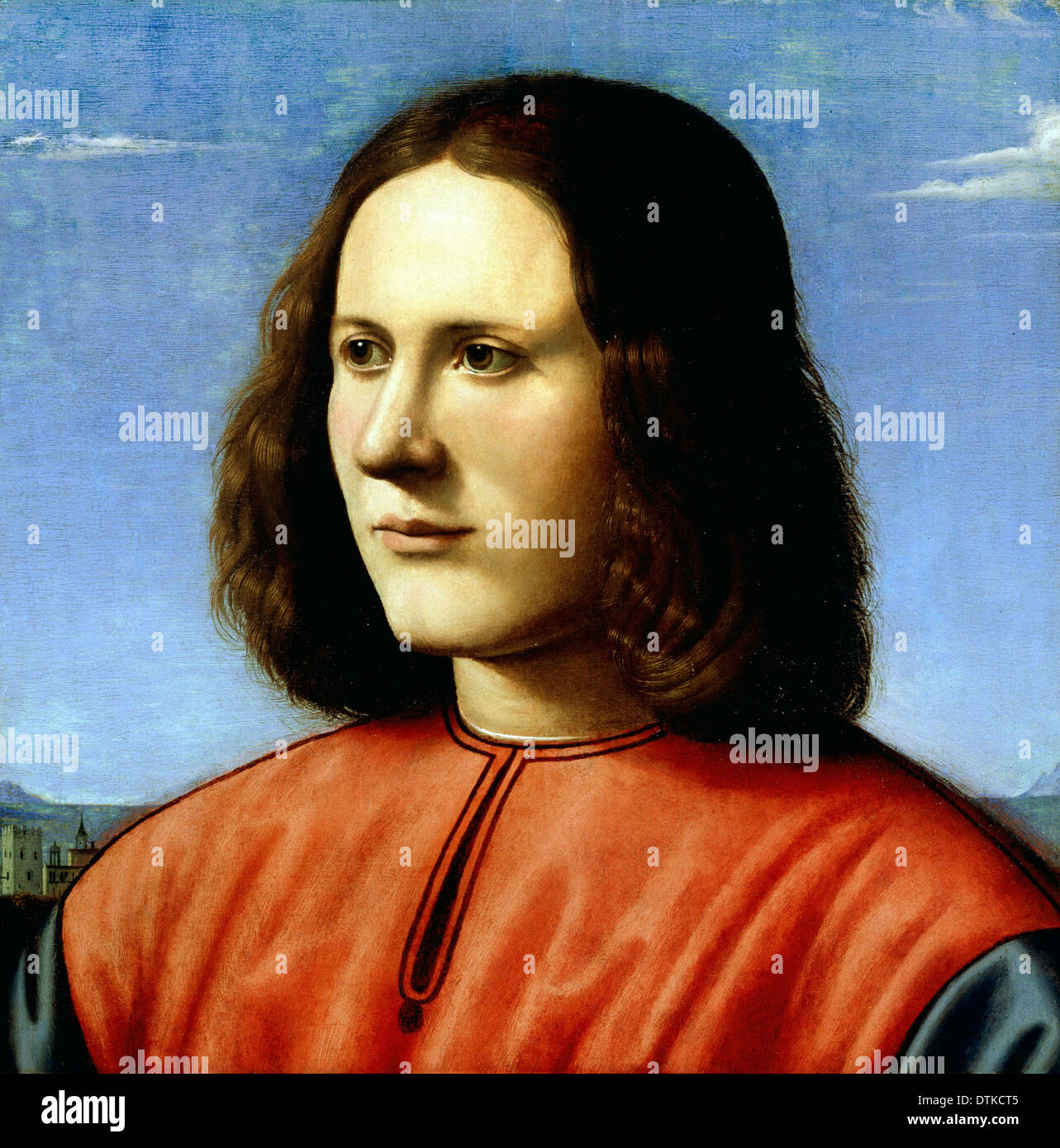 Piero di Cosimo, un jeune homme. Vers 1500. Huile sur panneau. Dulwich Picture Gallery, Londres, Royaume-Uni. Banque D'Images