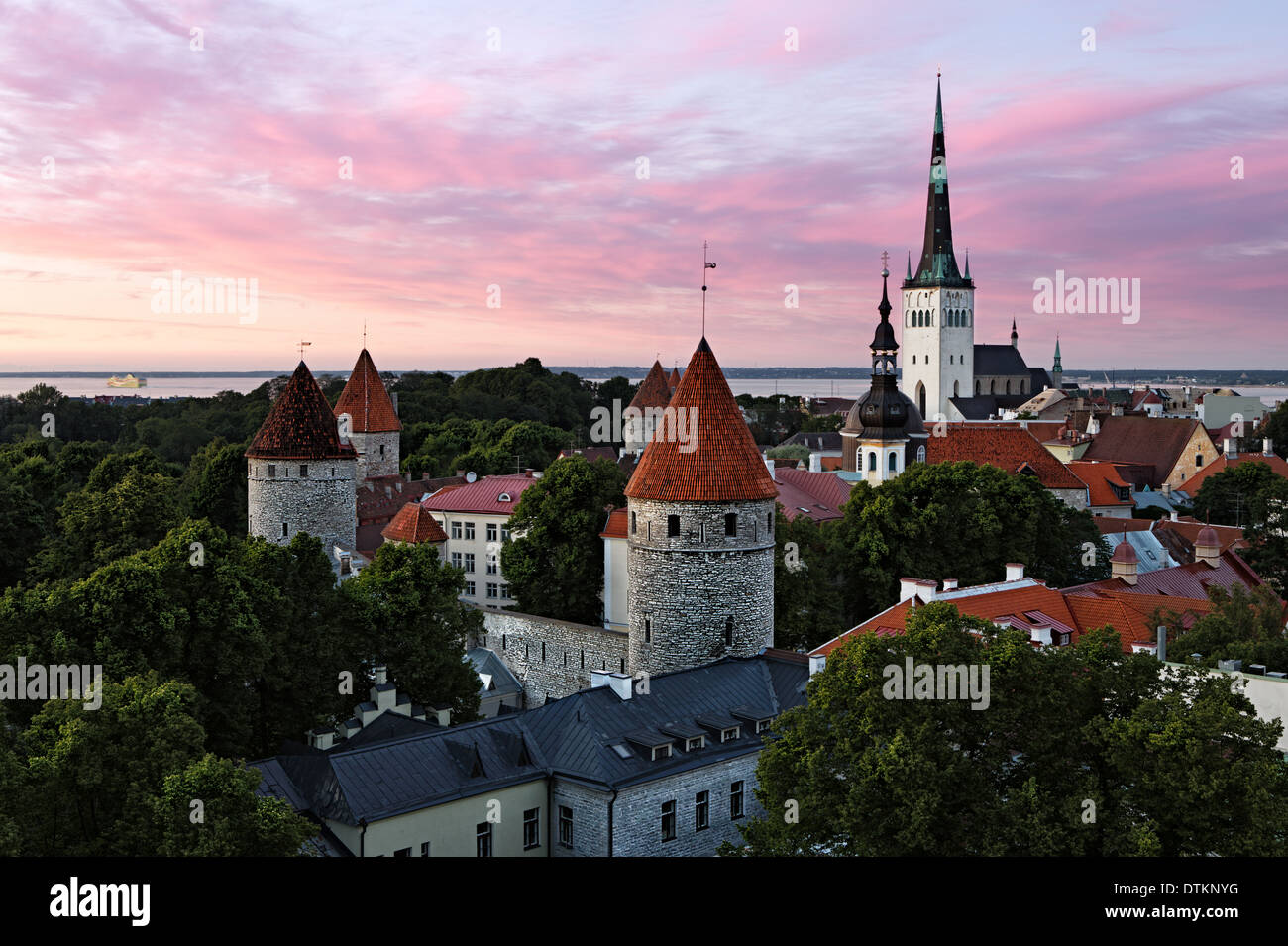 Vue panoramique sur le centre de la vieille ville de Tallinn Banque D'Images