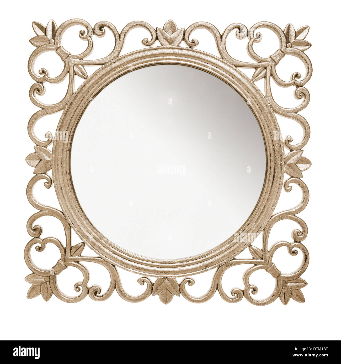 Meubles anciens et rustiques cadre miroir against white background Banque D'Images