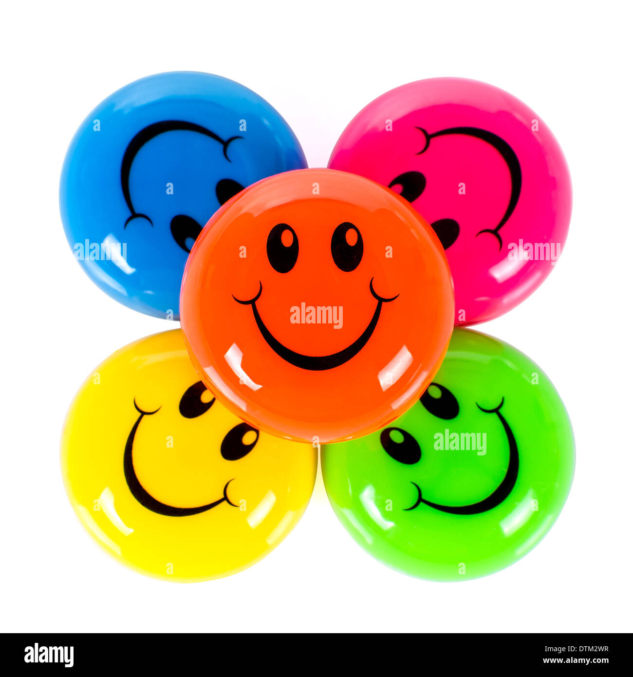 Smileys colorés isolé sur fond blanc Banque D'Images