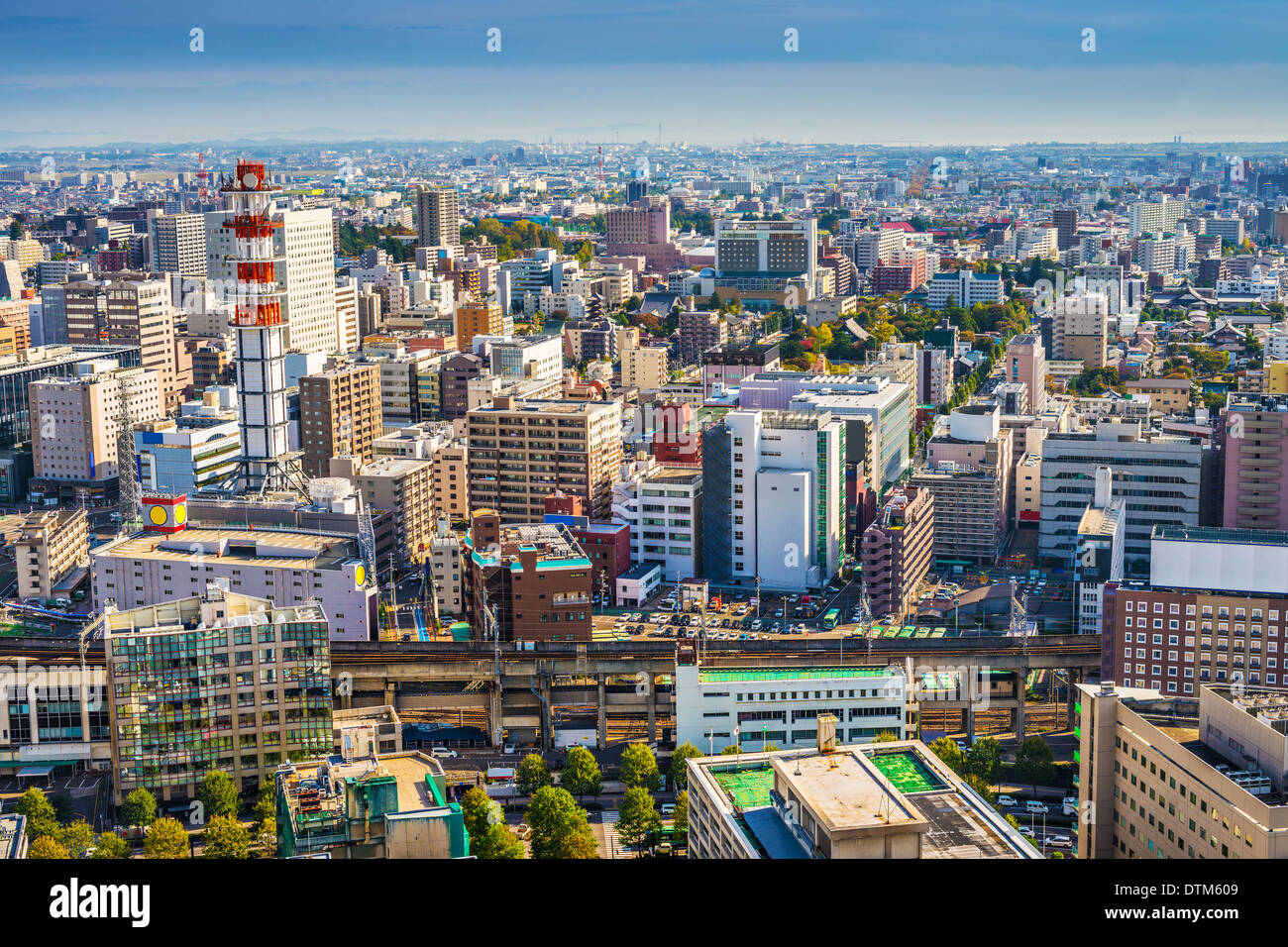 Sendai, Japon paysage urbain dans le quartier central. Banque D'Images