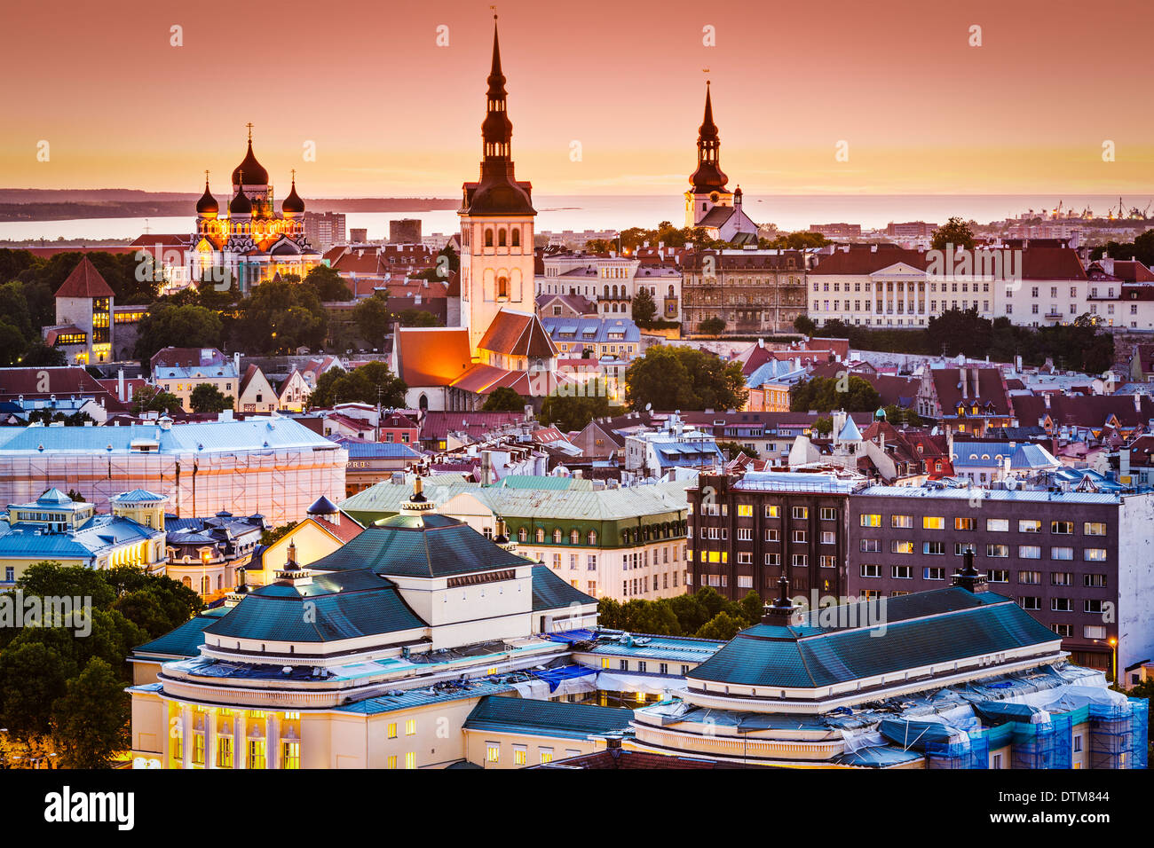Tallinn, Estonie vue sur la vieille ville. Banque D'Images