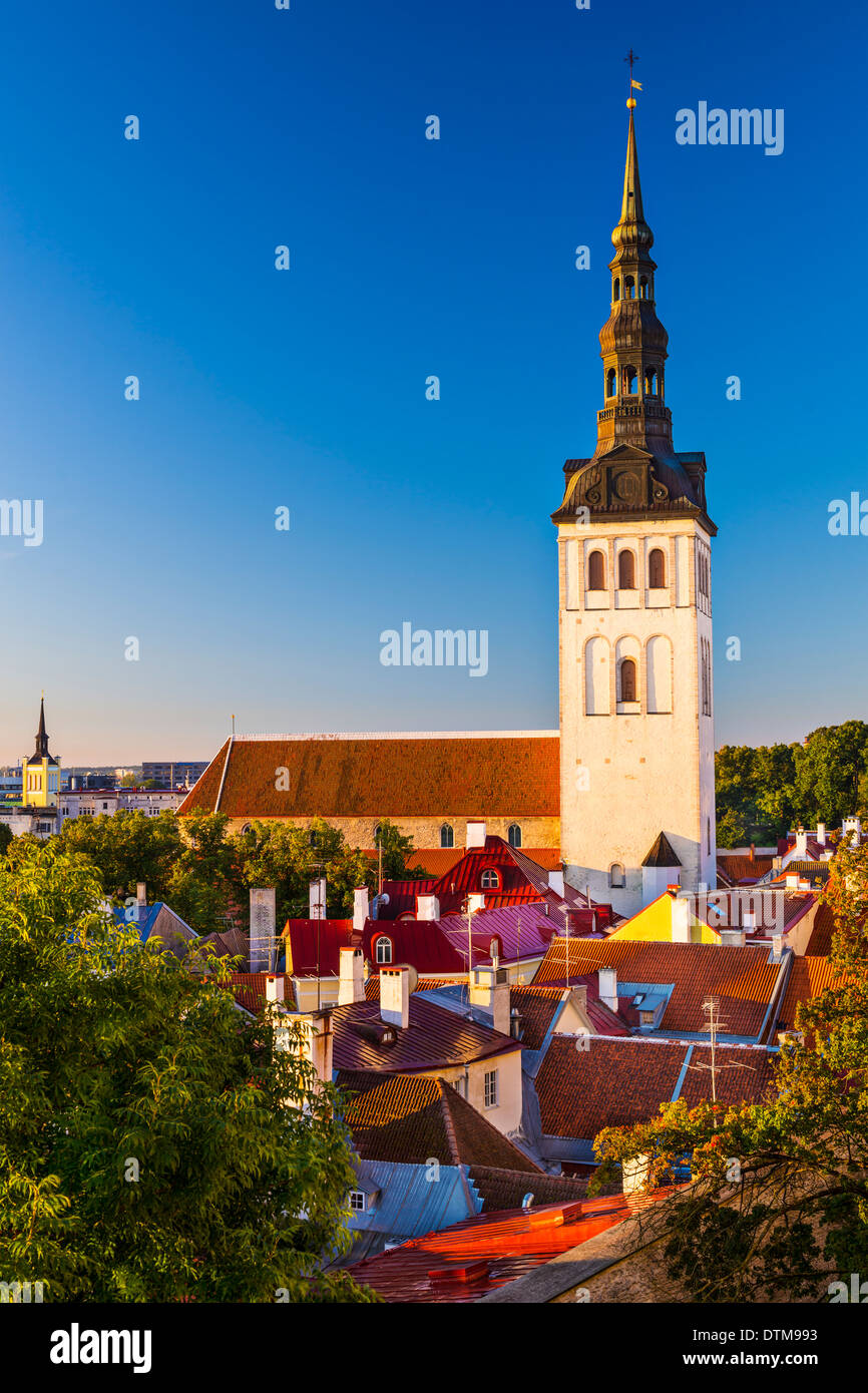 Tallinn, Estonie vue sur la vieille ville. Banque D'Images