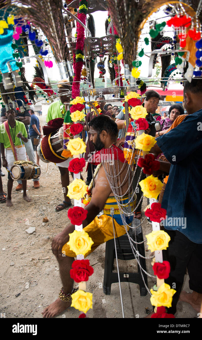 Des scènes de l'étrange et unique festival Thaipusam. Banque D'Images