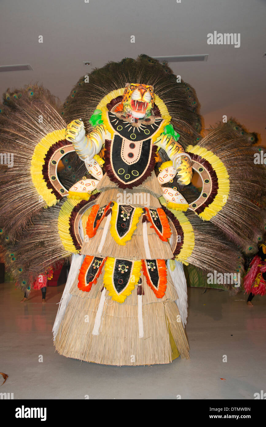 Le Brésil, l'Amazonie, Tarente. Boi Bumba show folklorique, jaguar costume. Tarente accueille le Festival annuel Boi Bumba Banque D'Images
