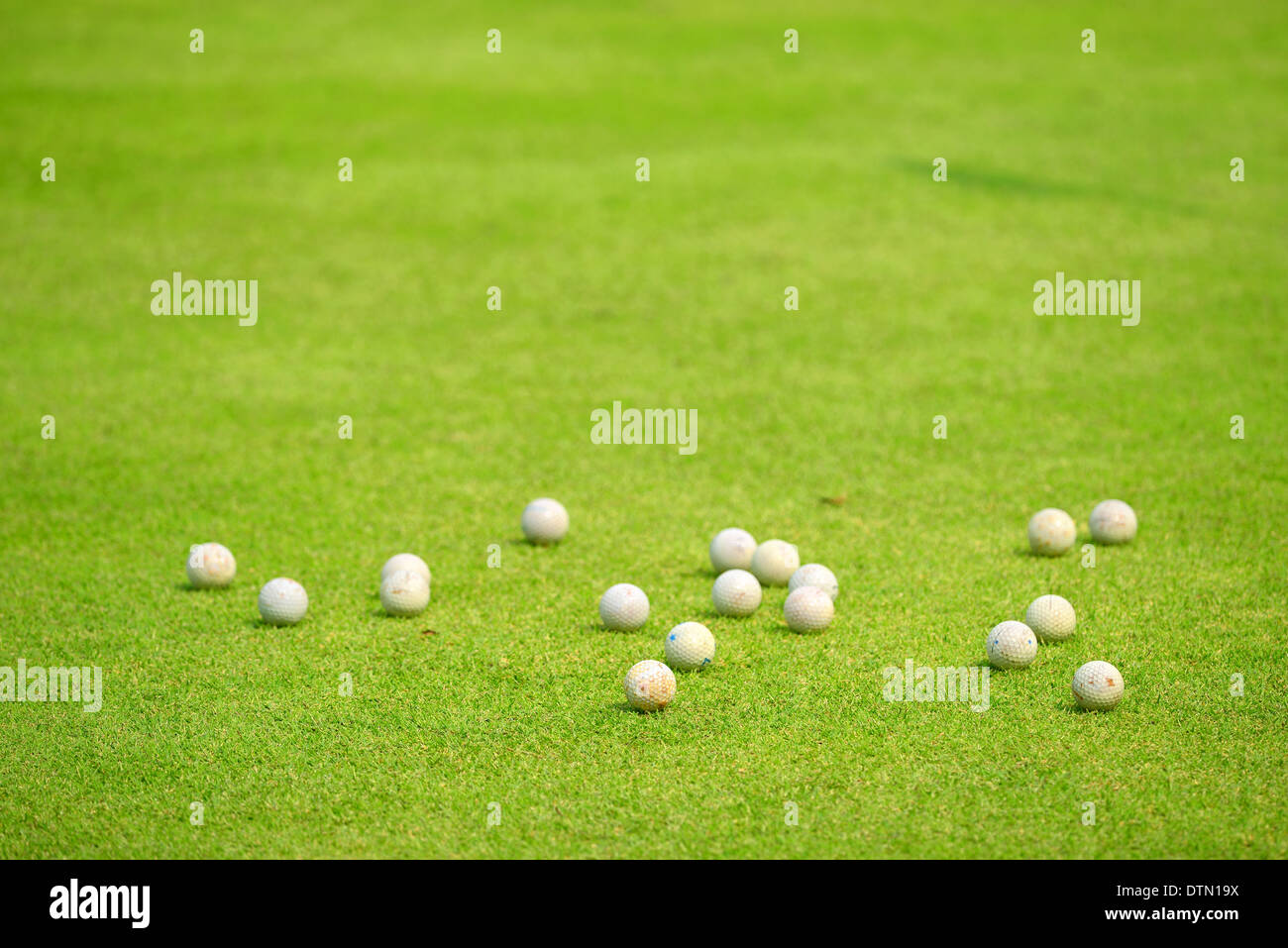 Balles de golf pour la pratique sur l'herbe Banque D'Images