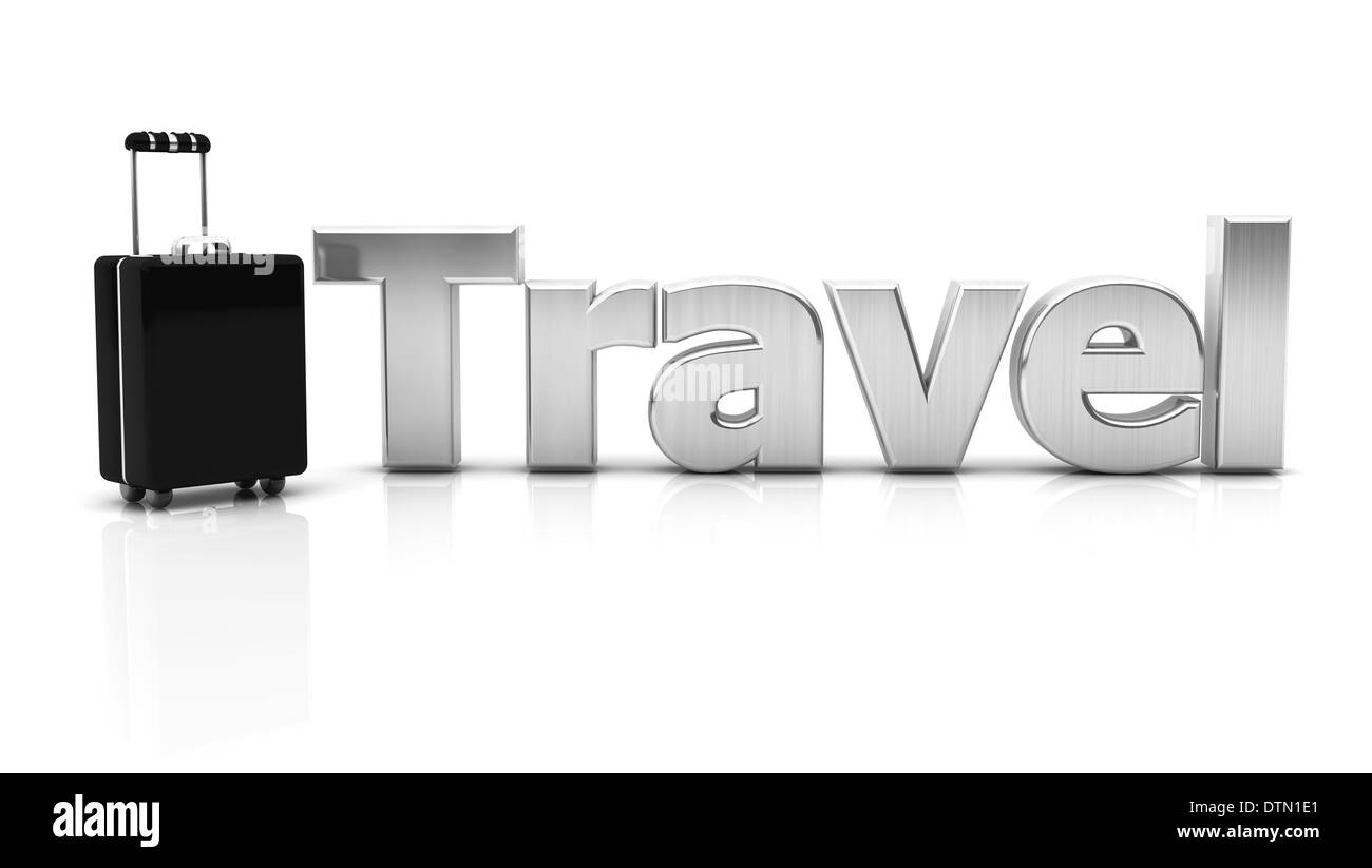 Valise de voyage et 3d sur fond blanc Banque D'Images