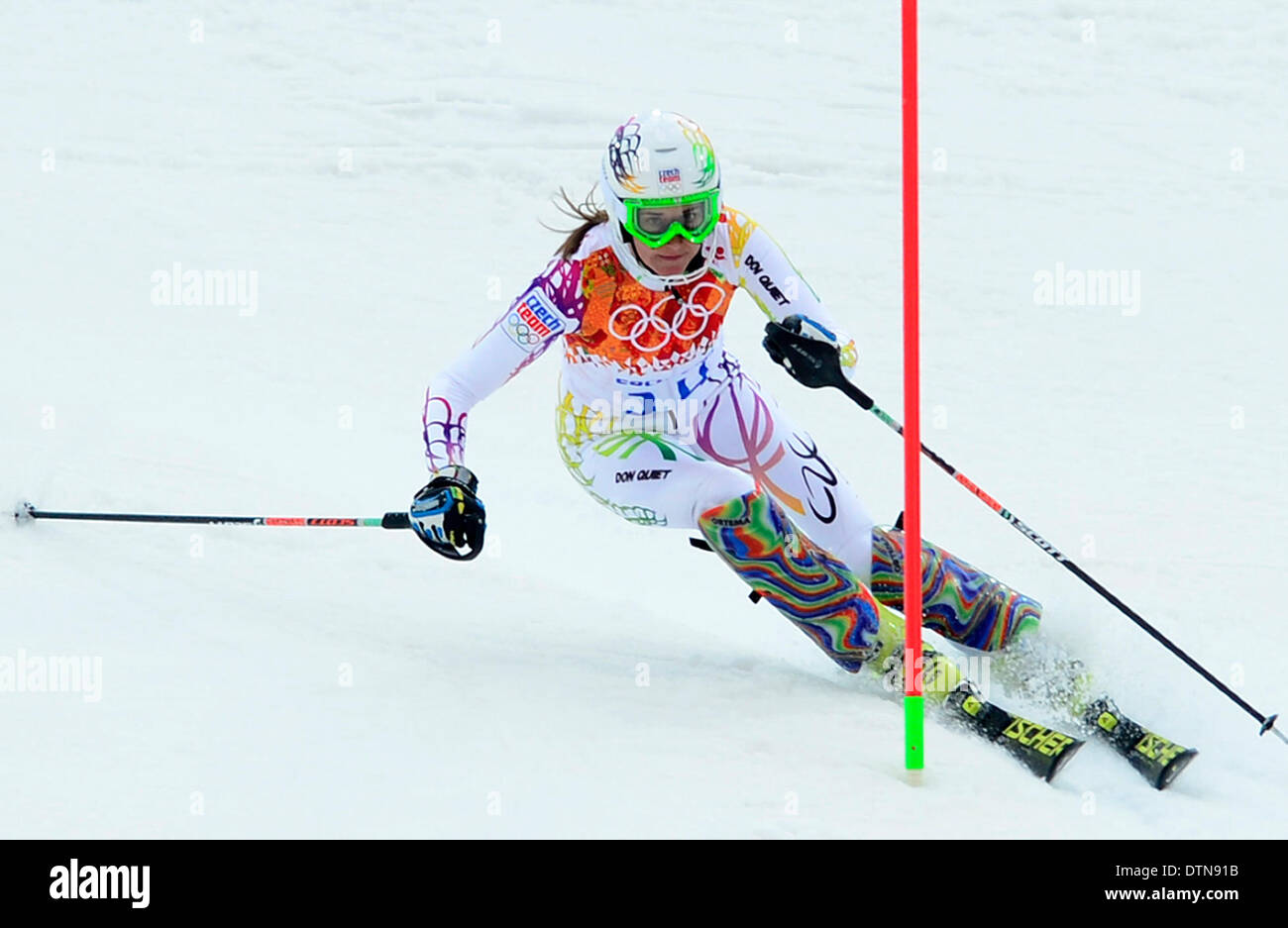 Sochi, Russie. 21 févr. 2014. La République tchèque Sarka Strachova photographié au cours de slalom femmes . (CTK Photo/Roman Vondrous) Credit : CTK/Alamy Live News Banque D'Images