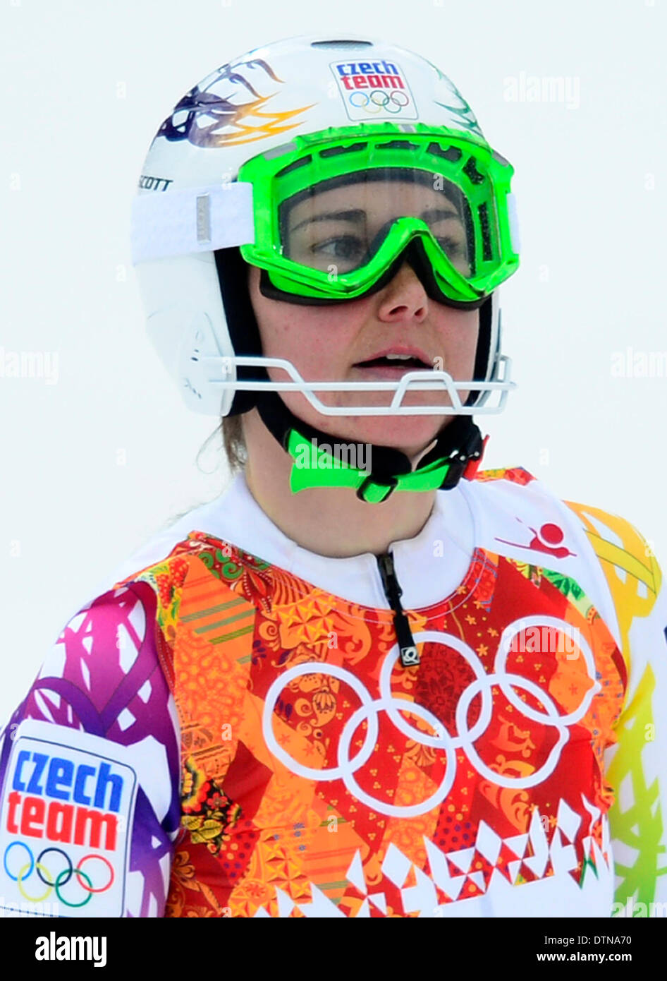 La République tchèque Sarka Strachova photographié au cours de la women's slalom au Jeux Olympiques d'hiver de 2014 à Sotchi, Vendredi, Février 21, 2014, dans la région de Krasnaya Polyana, la Russie. (CTK Photo/Roman Vondrous) Banque D'Images