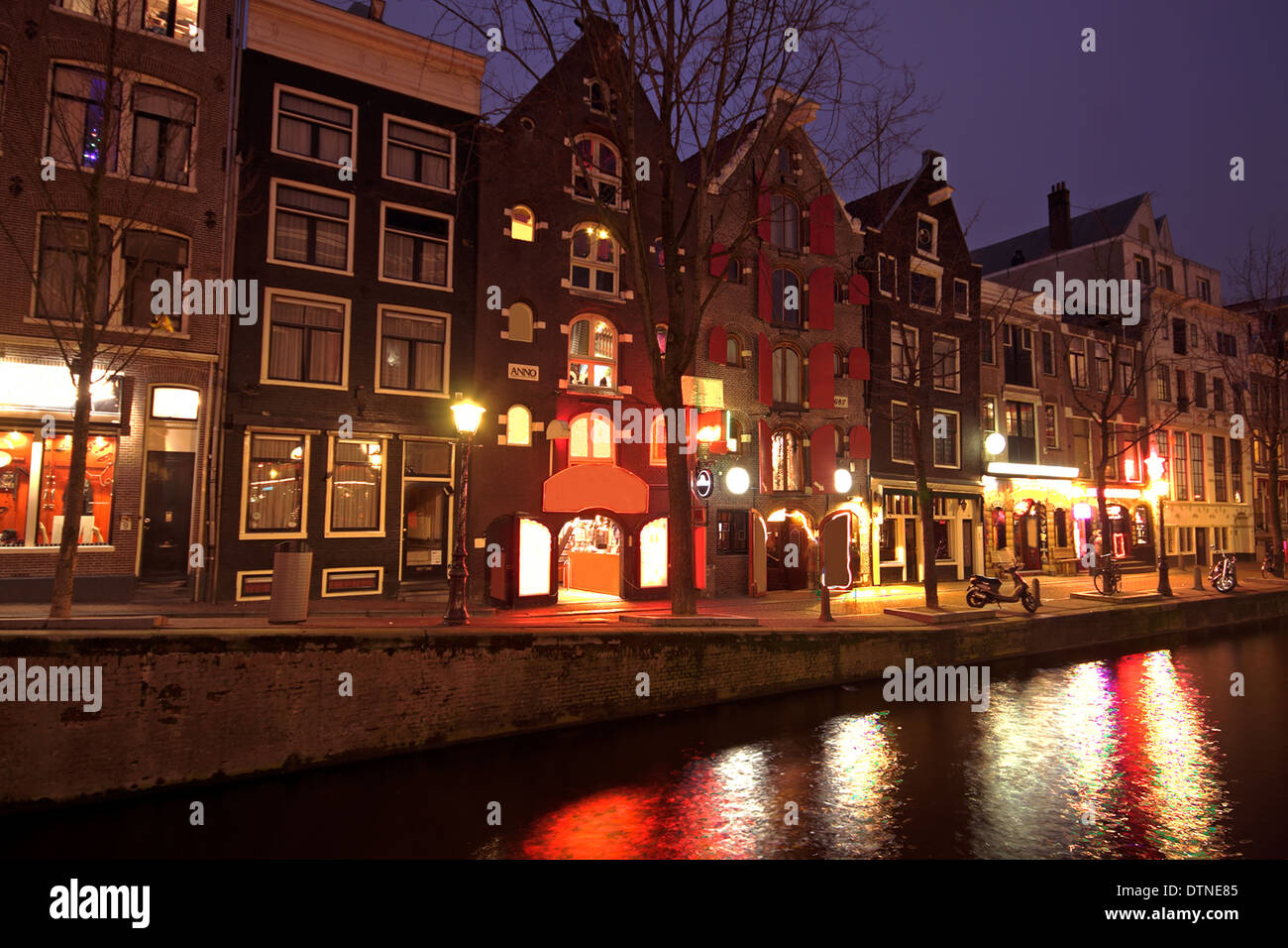 Red Light District à Amsterdam aux Pays-Bas par nuit Banque D'Images