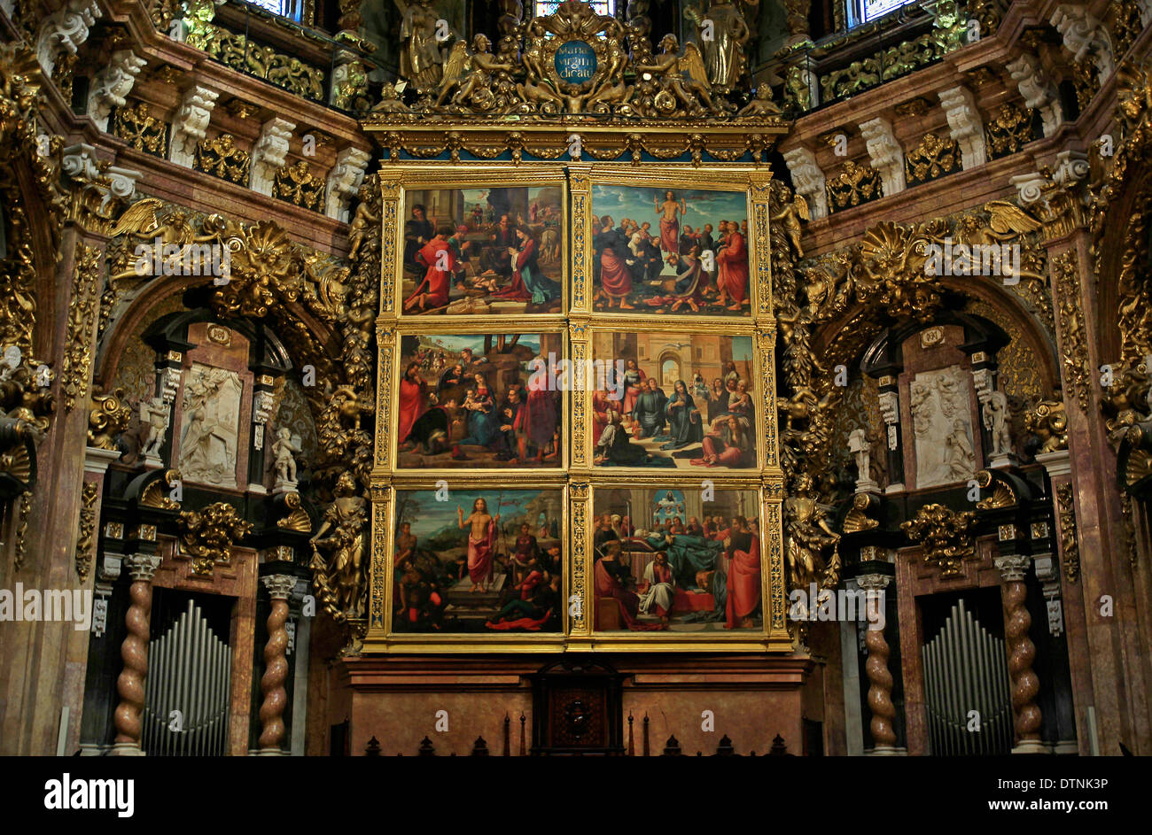 La Nef et les peintures à l'intérieur de la Cathédrale Métropolitaine de l'Assomption de Notre-Dame, Valencia, Espagne Banque D'Images