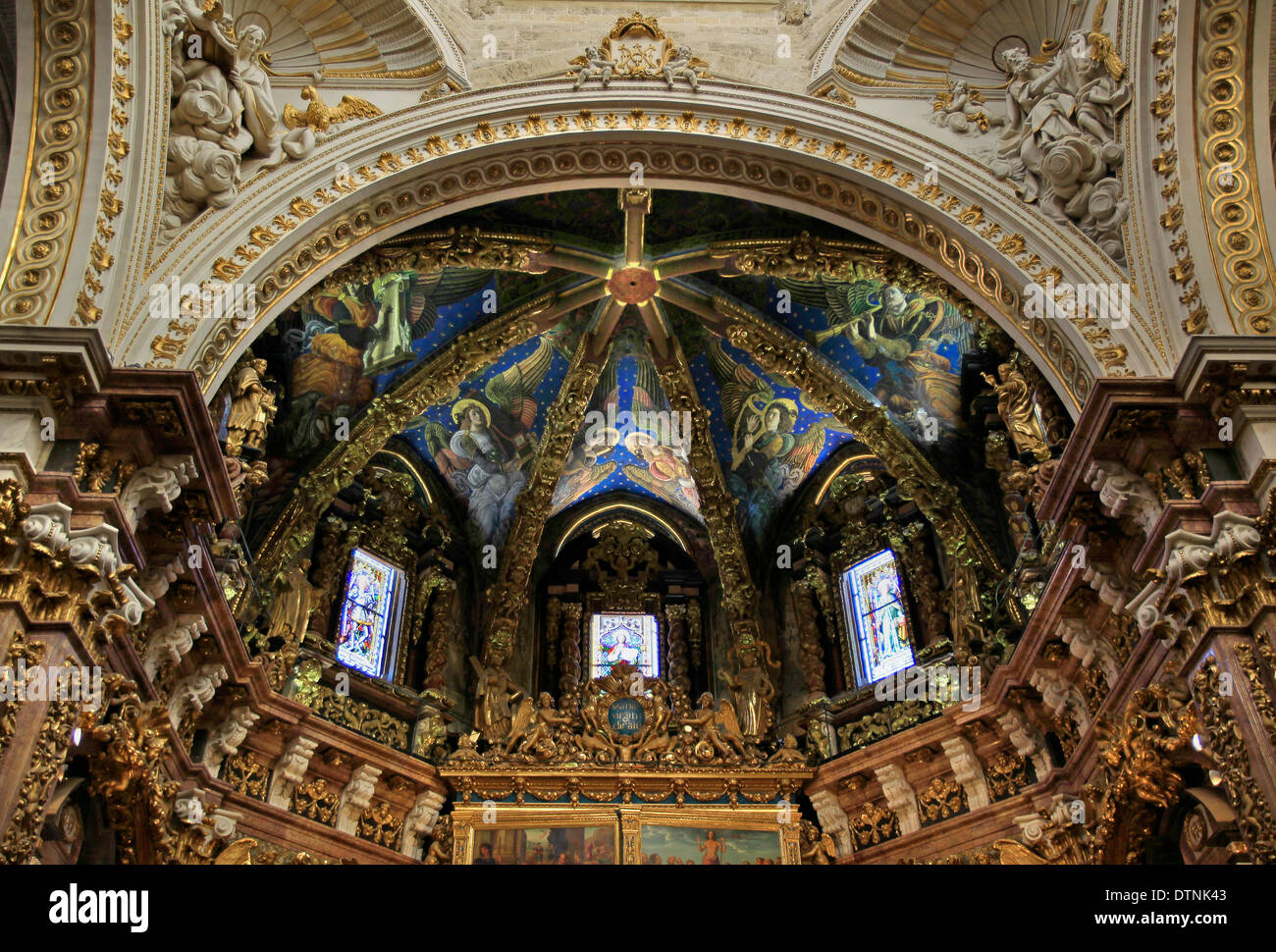 Le plafond de la nef à l'intérieur de la Cathédrale Métropolitaine de l'Assomption de Notre-Dame, Valencia, Espagne Banque D'Images