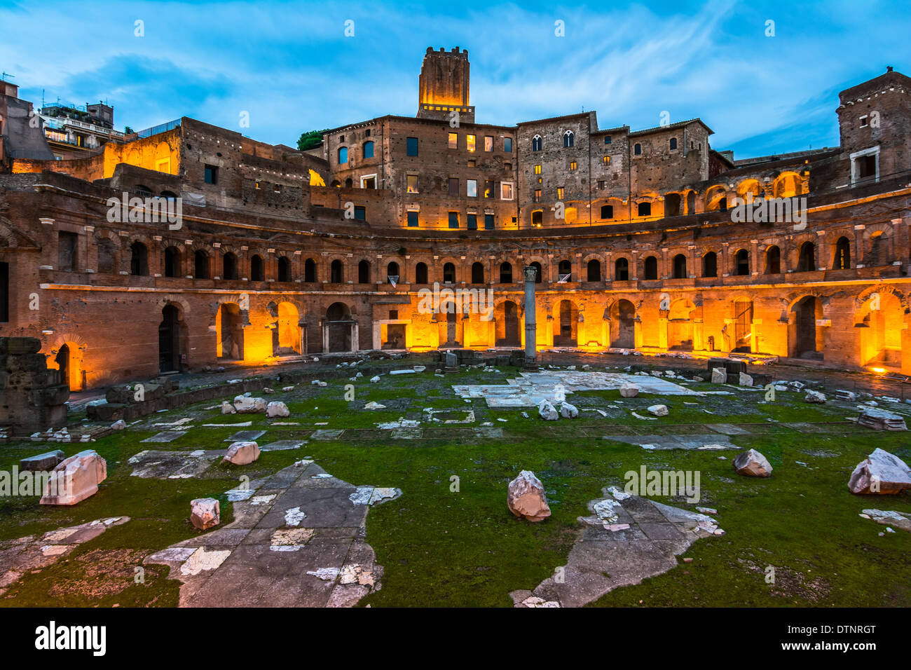 Une vue panoramique sur les Marchés de Trajan, une partie de l'imperial forum de Rome, Italie Banque D'Images