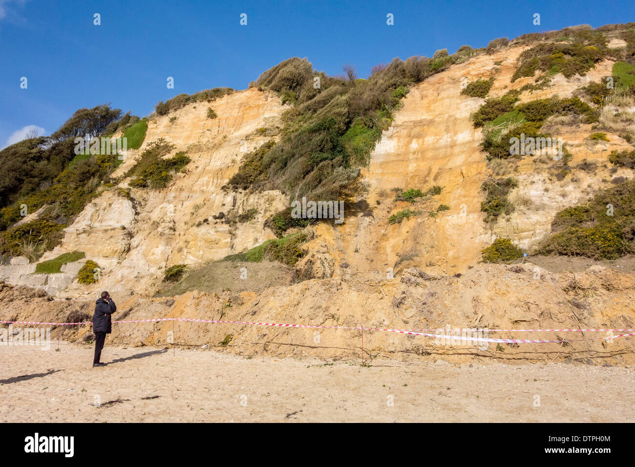 Glissement de terrain à l'East Cliff de Bournemouth, Dorset, England, UK. Banque D'Images