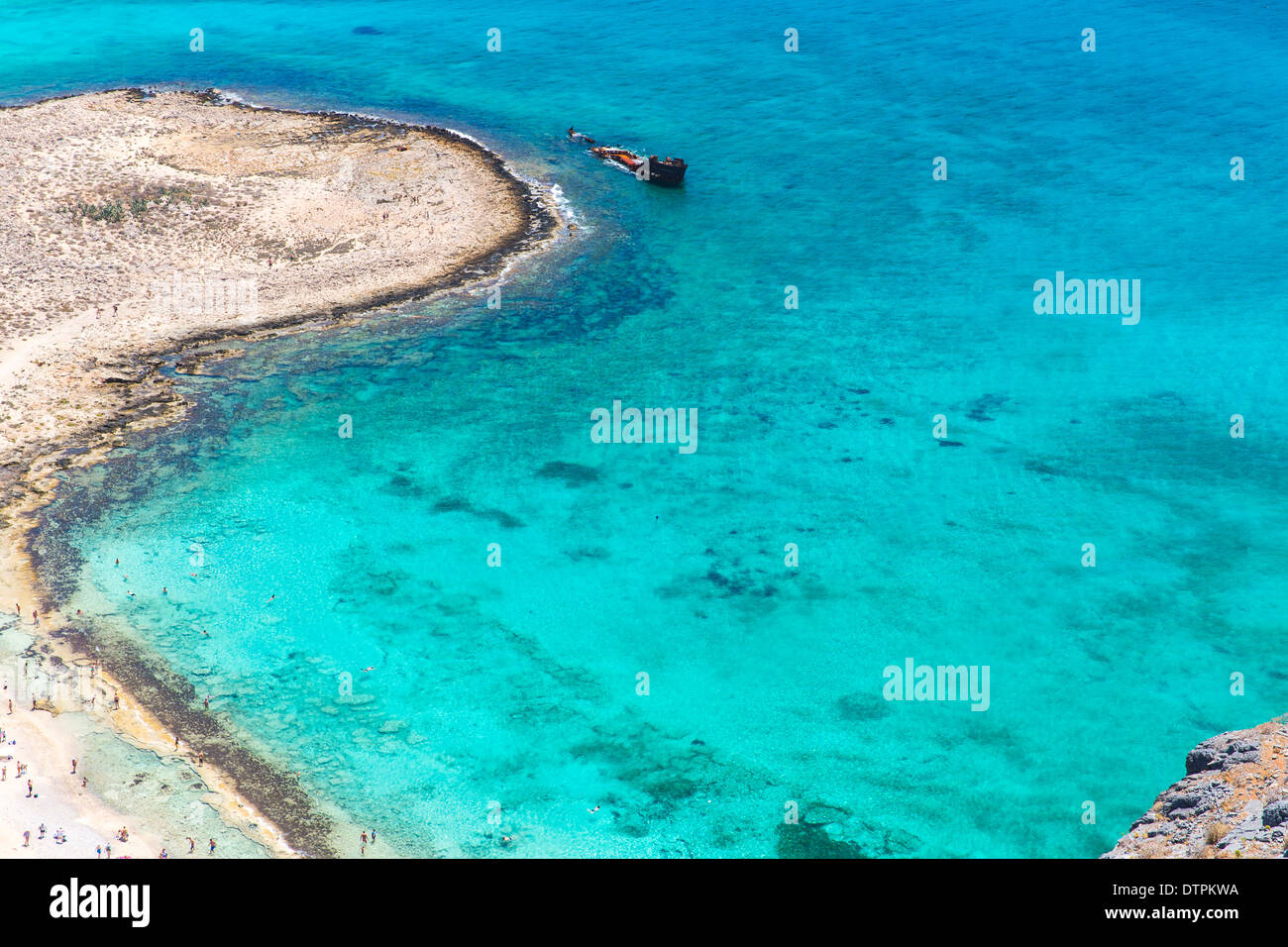 Gramvousa près de Crète, Grèce. Plage de Balos. Les eaux turquoise magique, des lagunes, des plages de sable blanc pur Banque D'Images