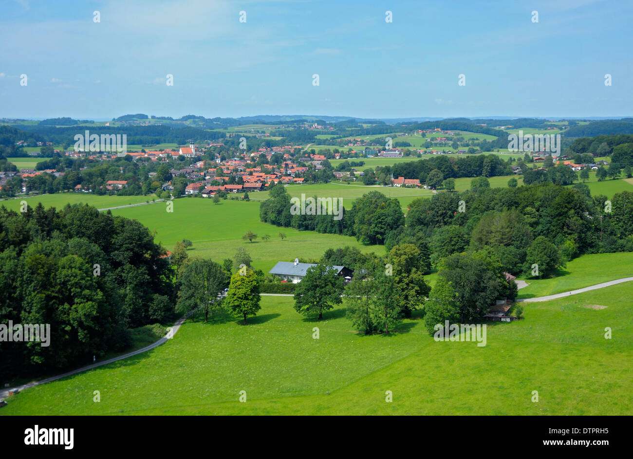 Vue depuis le téléphérique de Kampenwand, Aschau, Bavière, Allemagne / Kampenwandbahn Banque D'Images