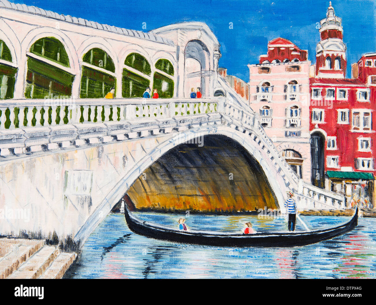 La peinture du Pont du Rialto à Venise Banque D'Images