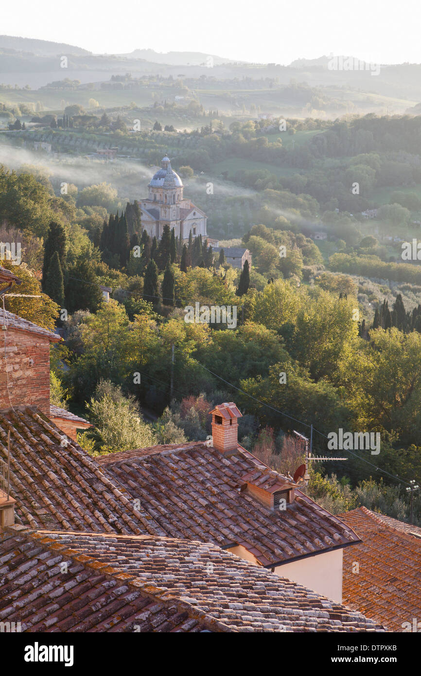 Le sanctuaire de San Biagio, une église dans le sud de la Toscane, Montepulciano, Italie. Crédit obligatoire Jo Whitworth Banque D'Images