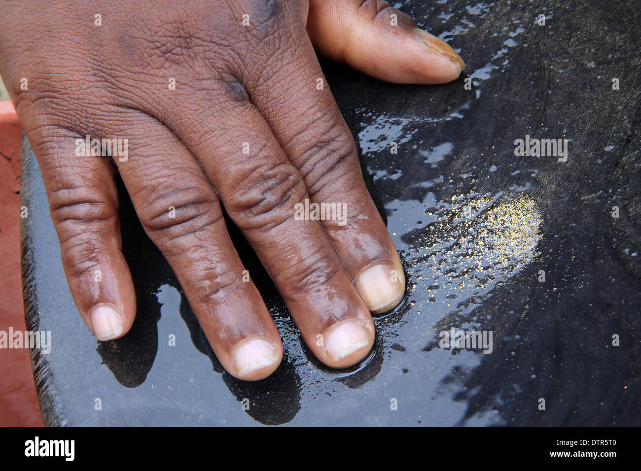 Lavage des mains d'or dans une batée, Choco, Colombie-Britannique, province de l'Amérique du Sud Banque D'Images