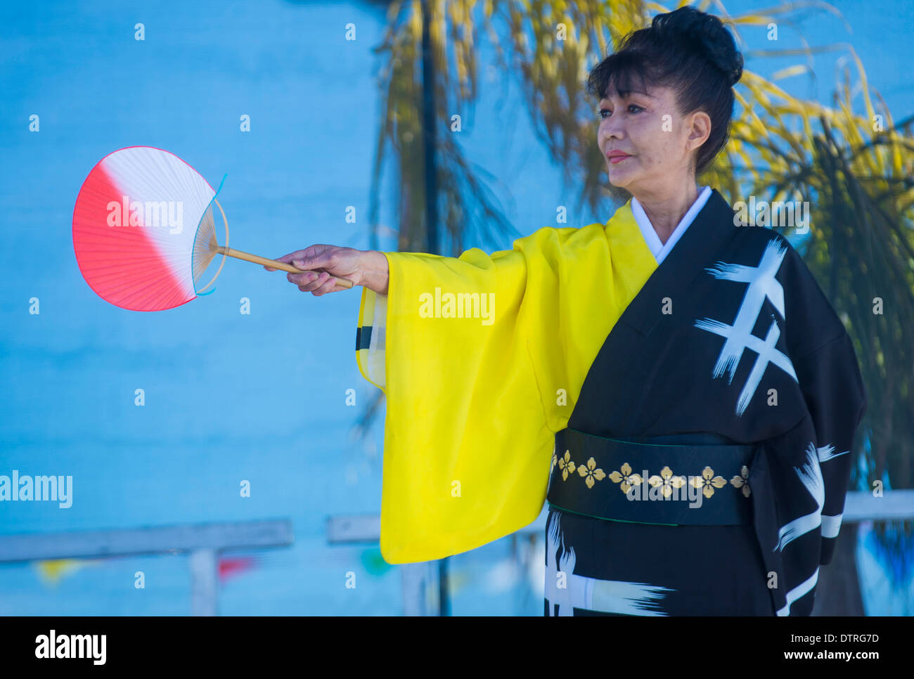 Danseur japonais effectuer au Nouvel An chinois qui a eu lieu à Las Vegas Banque D'Images