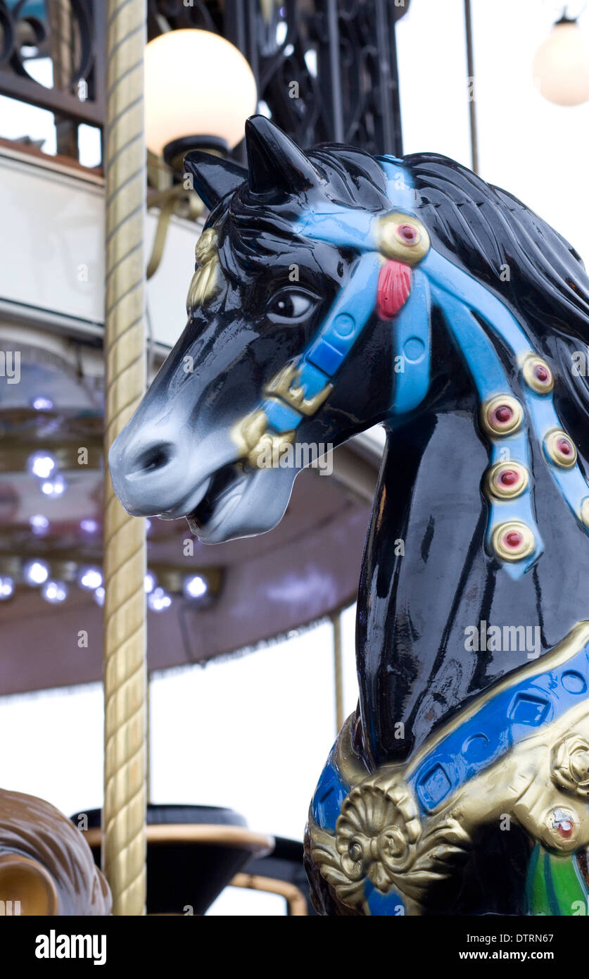 Le célèbre carrousel de chevaux au galop Banque D'Images