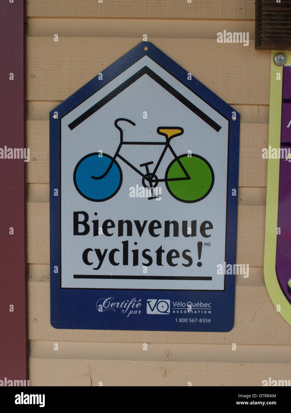 Inscrivez-CYCLISTE Bienvenue Bienvenue cyclistes Québec Canada Banque D'Images