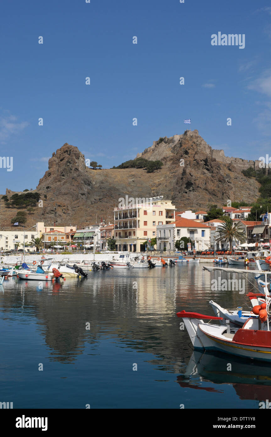 Myrina, port principal de l'île de Lemnos Limnos (Grèce) Banque D'Images