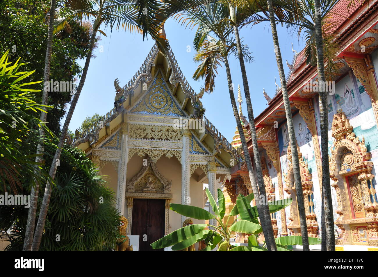 Temple à Chiang Khong, dans le nord de la Thaïlande Banque D'Images