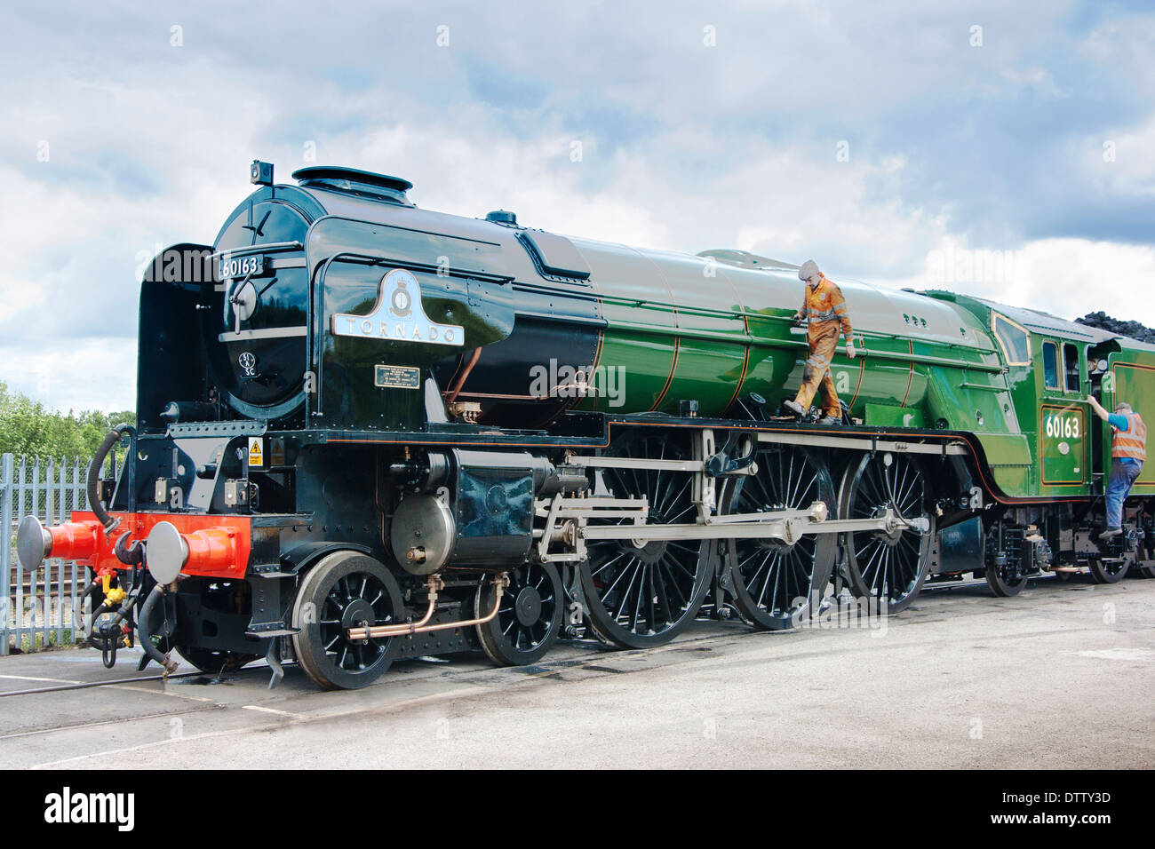 LNER Classe A1 au poivre 60163 Tornado locomotive à vapeur dans la cour au National Railway Museum, York Banque D'Images