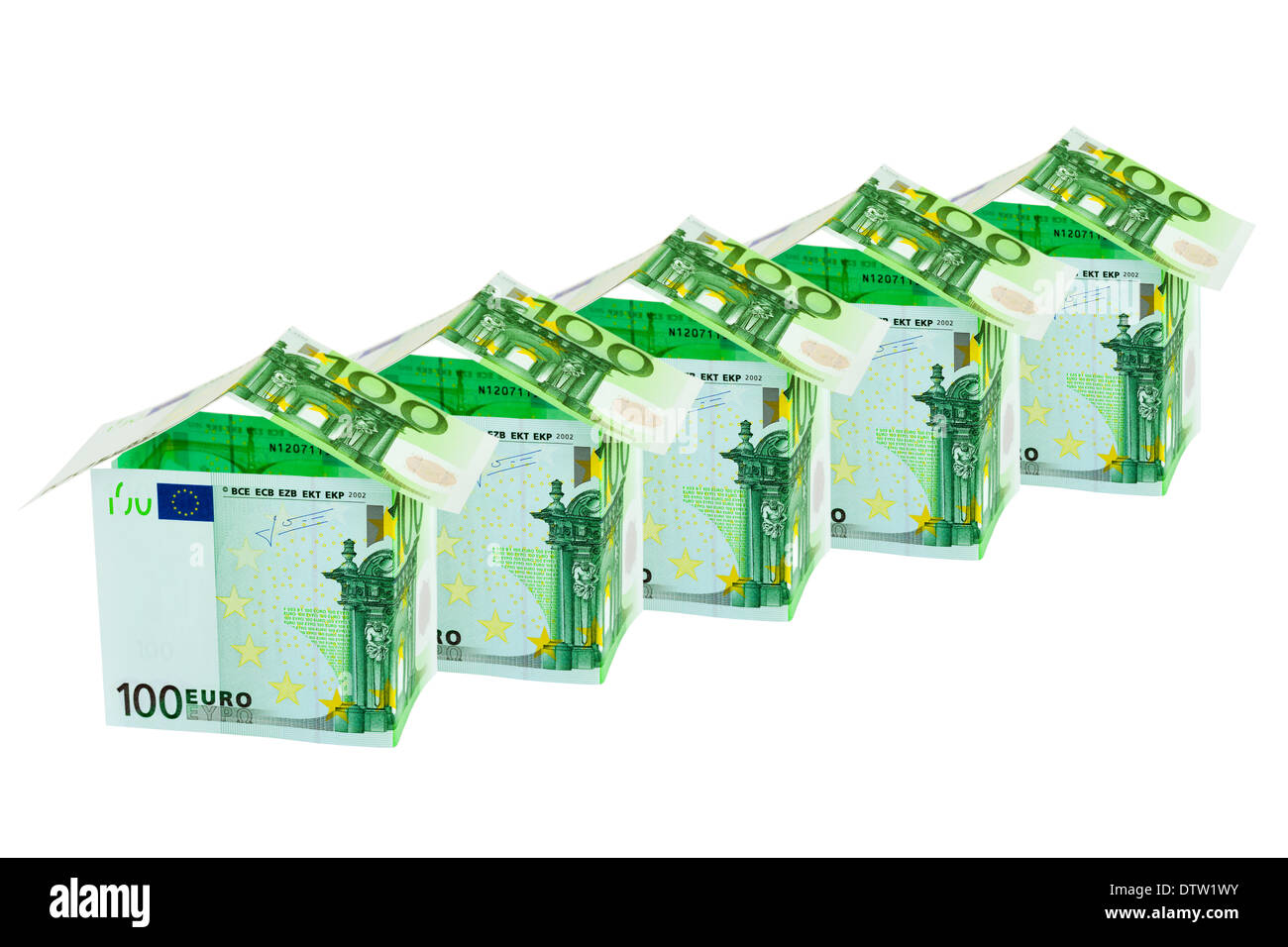 Maisons faites de l'argent Banque D'Images