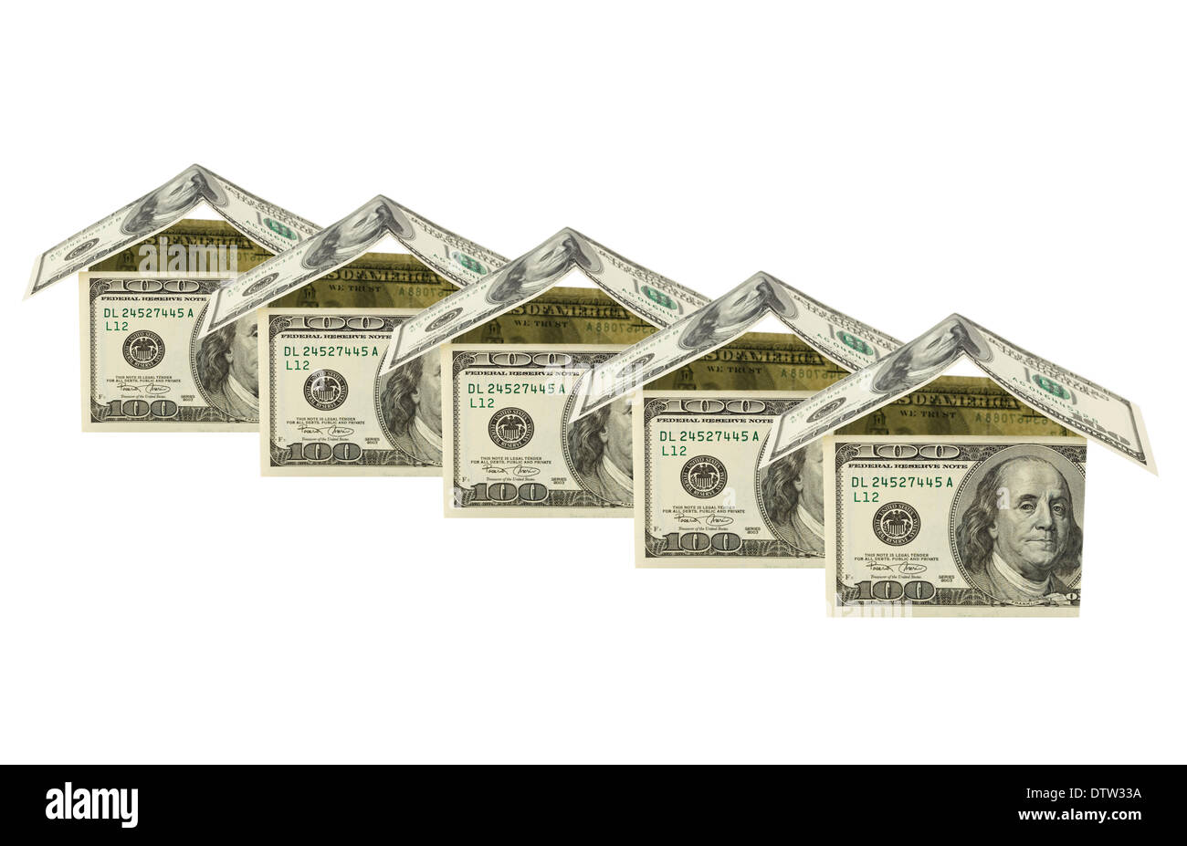 Maisons faites de l'argent Banque D'Images