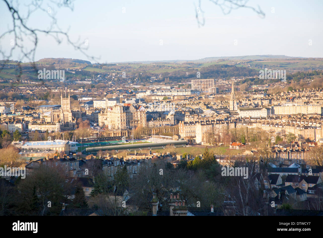 Vue panoramique vue vers l'ouest sur la ville de Bath, North East Somerset, Angleterre Banque D'Images