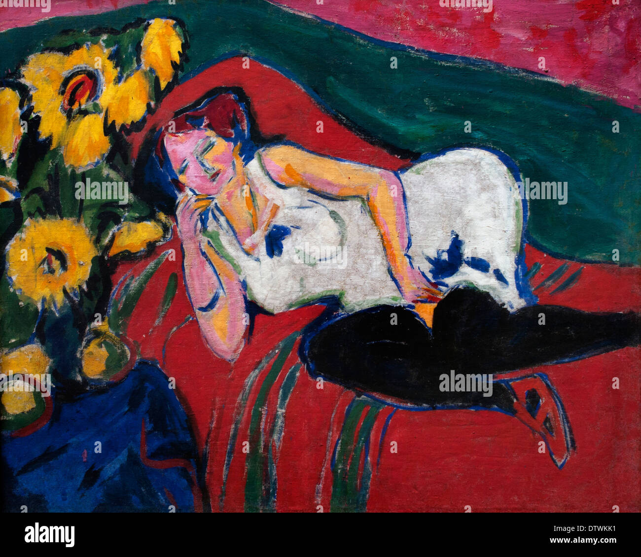 Femme allongée dans une chemise blanche 1909 Ernst Ludwig Kirchner 1880 -1938 Allemand Allemagne Banque D'Images