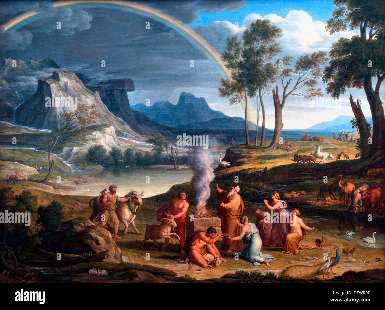 Paysage avec Noé offrant un sacrifice de reconnaissance, Joseph Anton Koch,1768-1839 Allemand Allemagne Banque D'Images
