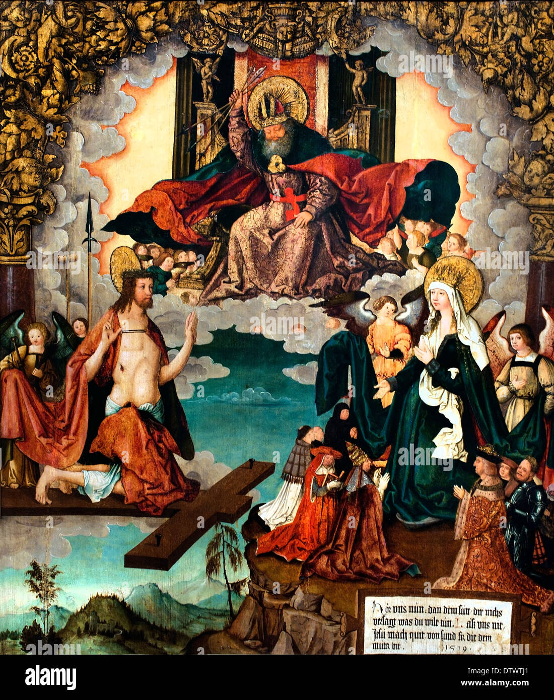 Le Christ et Marie comme médiatrice de l'humanité devant Dieu le Père 1519 Oberschwäbischer - Meister Oberschwäbischer Master 1500 Banque D'Images