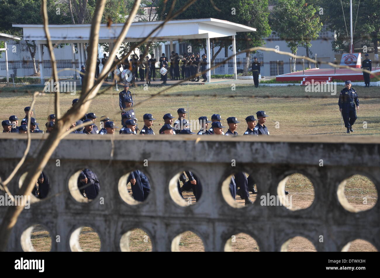 Exercice militaire,yangon birmanie, Banque D'Images