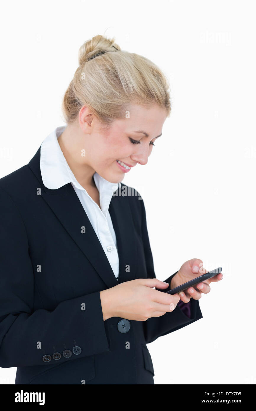 Young business woman using smartphone Banque D'Images