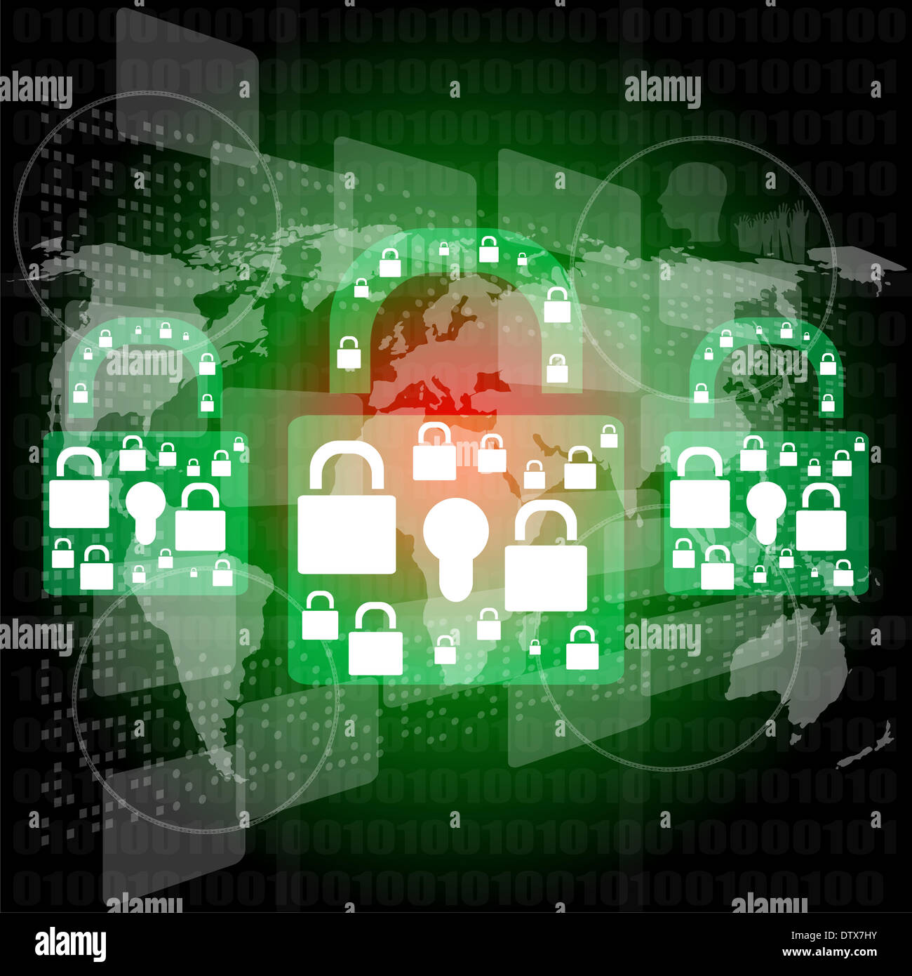 Protéger l'icône web cadenas vert sur fond de Banque D'Images